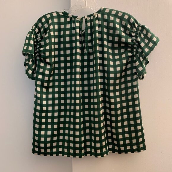 Ann Taylor Short Ruffle Sleeve Gingham top - Picture 5 of 6